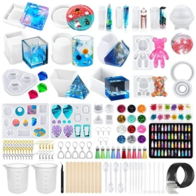 Afbeelding van JOTOL Hars Mallen Set,DIY Hanger Sieraden Gieten 132pcs,Siliconen Epoxy Maken Set,Crafting Modeling Mould,Pendant DIY Gereedschap Siliconen Mal