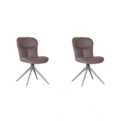 Afbeelding van LABEL51 Eetkamerstoel Thorben Microfiber Bruin Set van 2