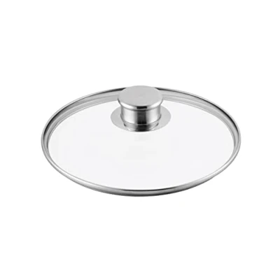 Afbeelding van glazen deksel 24 cm, pannendeksel van glas met roestvrijstalen rand, universeel glas, roestvrij staal