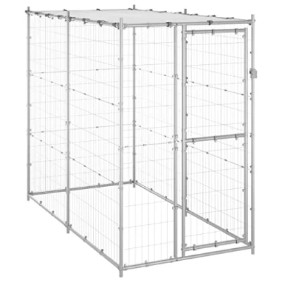 Afbeelding van vidaXL Hondenkennel buiten met dak 110x220x180 cm gegalvaniseerd staal