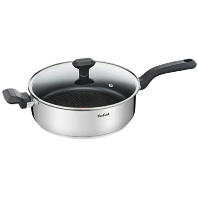 Image de Tefal Comfort Max, Sauteuse 26 cm + couvercle verre, Induction, Acier inoxydable haute qualité, Revêtement antiadhésif, Indicateur de température thermo Spot, Poignée isolée, G7263344