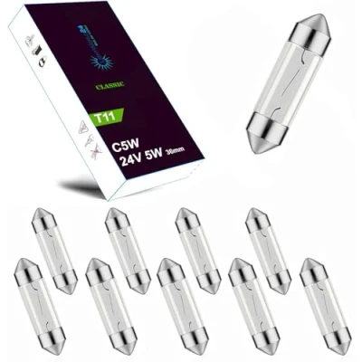 Afbeelding van LIGHTWORLD24 10 stuks 24 V 5 W C5 SV8,5 36 mm kentekenplaatverlichting reservelampen vrachtwagen binnenbus