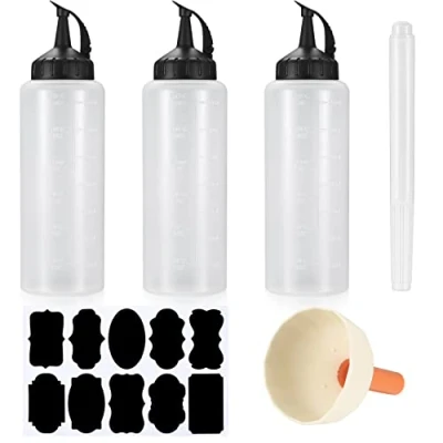Afbeelding van Gaomoeny 3 x knijpflessen met dop, 350 ml, sausdispenser, ketchup dispenser, van kunststof voor mayo, saus, mosterd, olijfolie, inclusief