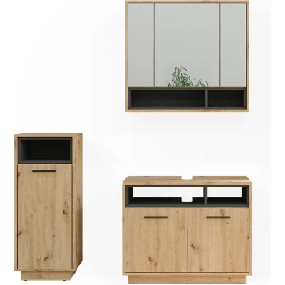 Afbeelding van Vicco Badkamermeubelset Beatrice, Artisanaal eiken/Antraciet, 3 delen