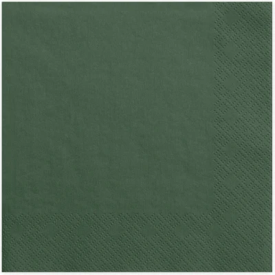 Afbeelding van 20x Papieren tafel servetten dennen groen 33 x cm Dennengroene wegwerp diner/lunch