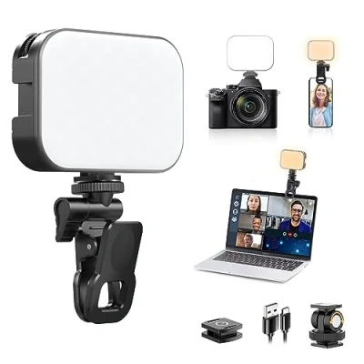 Afbeelding van Ulanzi VL100X selfielamp led clip voor telefoon/laptop/tablet/computer, tweekleurig licht, draagbare cliplamp met dimbare 2500 6500 K 2000 mAh batterij