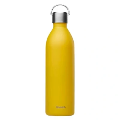 Afbeelding van Qwetch Thermosfles Active curry geel 600 ml Drinkfles met handvat van gerecycled roestvrij staal 24 uur koud en 12 warm Waterdicht, BPA vrij compact
