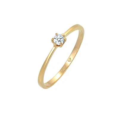 Afbeelding van Elli PREMIUM Dames Ring Solitär Verlobung Diamant 0.11 ct. 585 Gelbgold