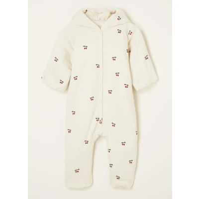 Afbeelding van Konges Sløjd JongensMeisjes Babypak van biologisch katoen met capuchon in de kleur Cranberryrood, maat: 62