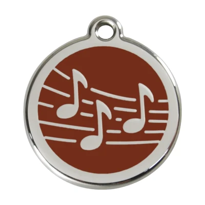 Afbeelding van Music Brown roestvrijstalen hondenpenning large/groot dia. 3,8 cm RedDingo