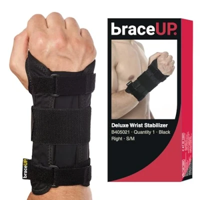 Afbeelding van BraceUP polsspalk voor vrouwen en mannen, bij carpaaltunnelsyndroom, metalen polsbandage hand polssteun verlichting van artritispijn tendonitis (S/M, rechterhand)