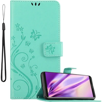 Afbeelding van Cadorabo Hoesje geschikt voor Huawei MATE 10 PRO in BLOEMEN TURKOOIS Beschermhoes bloemmotief met magnetische sluiting, standfunctie en kaartsleuven Book Case Cover Etui