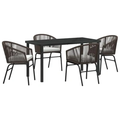 Afbeelding van vidaXL 5 delige tuin eetset Bruin Poly rieten