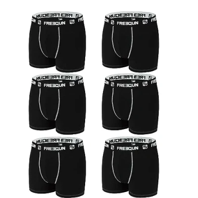 Afbeelding van FREEGUN Boxershorts voor heren, katoen, effen, 6 stuks, Duoblack