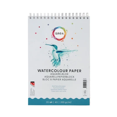 Afbeelding van Aquarelblok Qrea A5 20vel 200gr spiraal