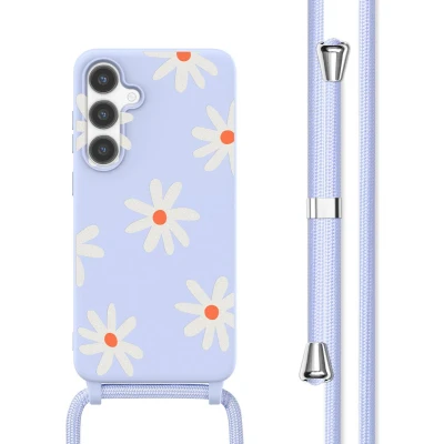 Afbeelding van imoshion hoesje Geschikt voor Samsung Galaxy S24 met koord Siliconen design Meerkleurig / Lila Flower Distance