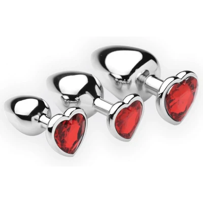 Afbeelding van RVS Buttplug Set met Hart Rood
