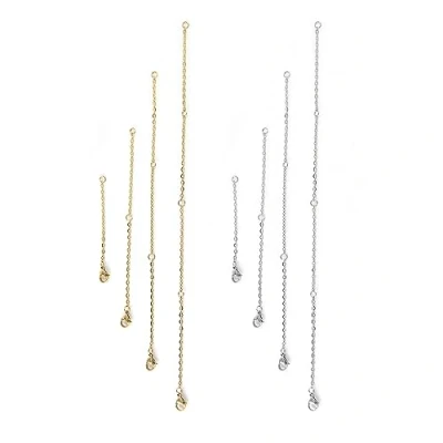 Afbeelding van TAFACE 8 stuks halsketting, zilveren extender, gouden sieraden enkelband voor vrouwen en mannen (4 maten), roestvrij staal, Lak Zink