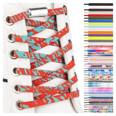 Afbeelding van SULPO Schoenveters met snelsluiting van metaal, elastische veters voor volwassenen en kinderen, platte zonder knopen sneakers, converse, siliconen, Rode
