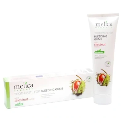 Afbeelding van MELICA ORGANIC Biologisch 98% Natuurlijke BIO TANDPASTA bij Bloedend Tandvlees met KASTANJE EXTRACT, XYLITOL en KALIDENT CALCIUM zonder Fluoride, SLS, SLES, parabenen, antiseptica 100g