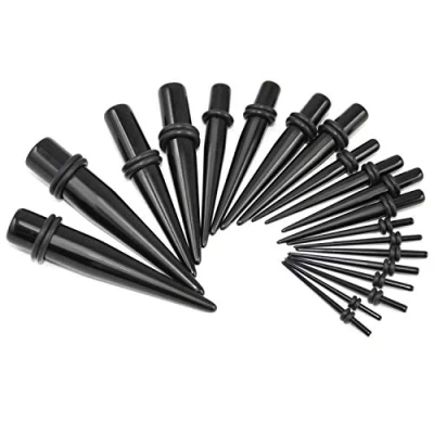 Afbeelding van TRIXES Set 20 stuks 1,3 mm 10 oorstretchers zwart kegels punten