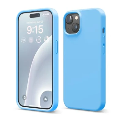 Afbeelding van Elago Compatibel met iPhone 15, vloeibaar siliconen hoesje, volledige bescherming, schokbestendige zachte krasbestendige microvezelvoering, 15,5 cm (oceaanblauw)