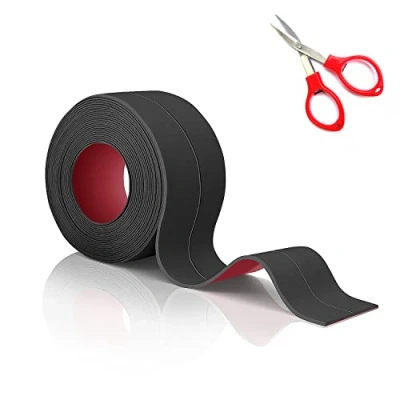 Afbeelding van TATUNER Siliconen afdichtingstape, voor badkamer, zacht, zelfklevend, schimmelwerend, keuken, bad en toilet (zwart, 38 mm)