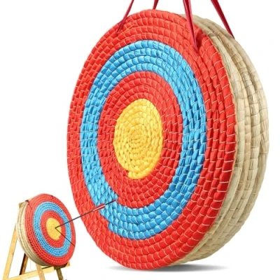 Image de VEVOR Cible de Tir à l&#039;Arc 50,8 cm Paille Traditionnelle Faite la Main Portable 10,16 d’Épaisseur 5 Couches Accessoire pour Entraînement d’Archerie en Plein Air Arcs et Arbalètes Archer