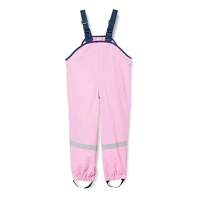 Afbeelding van Playshoes Regenbroek met bretels voor kinderen Lichtroze maat 140cm