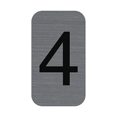 Afbeelding van Exacompta Ref. 67184E 1 x CIFFRE 4 kleefplaat Bedrukte wandplaat Op alle ondergronden Geborsteld aluminium look Afmetingen: 2,5 4,4 cm