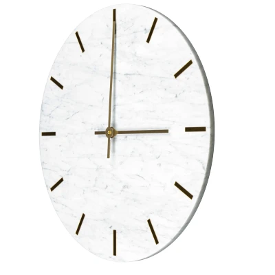 Afbeelding van Ostiumhome Wandklok modern Wit marmeren muurklok
