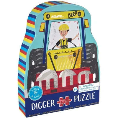 Afbeelding van Floss &amp; Rock Puzzel Silhouet Graafmachine (12 stukjes)