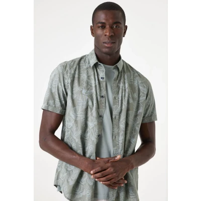 Afbeelding van GARCIA Heren All over print Overhemd Groen Korte mouw