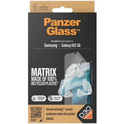 Afbeelding van PanzerGlass Matrix D3O Ultra Wide Screen Protector Geschikt voor Samsung Galaxy A25 100% Gerecycled Plastic Bescherm Folie Case Friendly met AlignerKit Montageframe