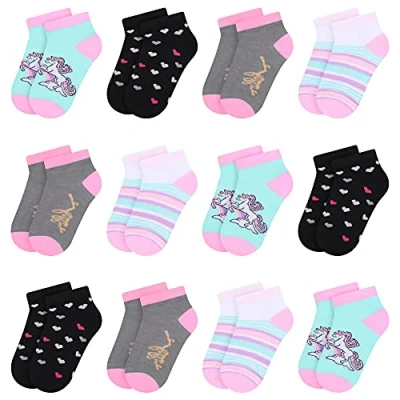 Afbeelding van L&amp;K II 10/12 kindermeisjessokken met schattig patroon sneakersokken Kids voeten van katoen kleurrijk 2848 VA, 12 paar 2850