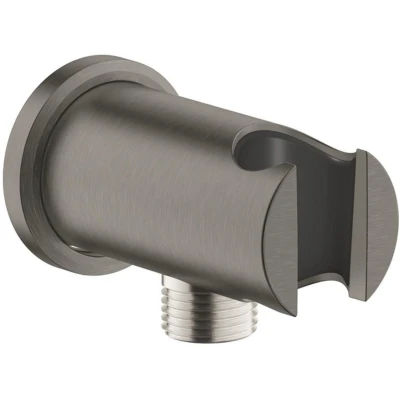 Afbeelding van GROHE Rainshower Wandaansluitbocht 1/2&quot; met houder ronde rozet hard graphite geborsteld