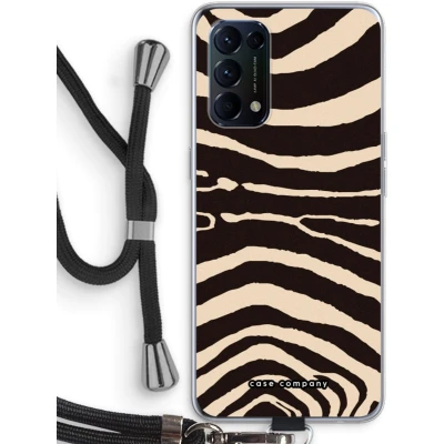 Afbeelding van Case Company® hoesje met Koord geschikt voor Oppo Find X3 Lite Arizona Zebra Telefoonhoesje Zwart Bescherming aan alle Kanten en Over de Schermrand