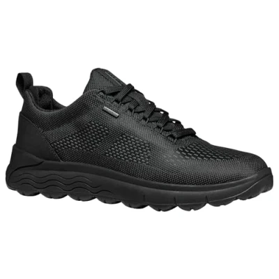Afbeelding van Geox Spherica Sneakers laag, Heren, Maat: 45, Black Leer en textiel