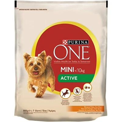 Afbeelding van 2,4kg (3x800g) Mini Active Kip &amp; Rijst Purina ONE Hondenvoer