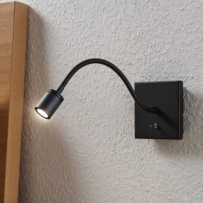 Afbeelding van Lindby LED wandlamp 1licht metaal H: 11 cm zwart Inclusief lichtbron