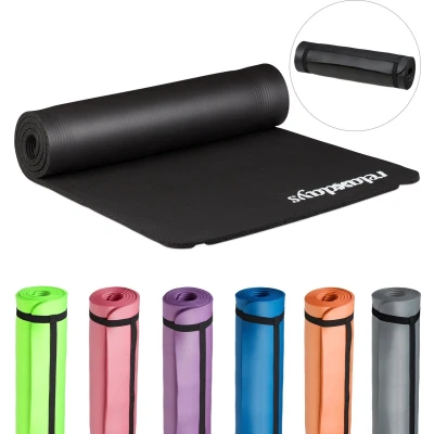 Afbeelding van Relaxdays yogamat dik sportmat workout matje jogamat joga mat 60 x 180 zwart