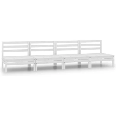 Afbeelding van 4 Delige Loungeset Massief Grenenhout Wit