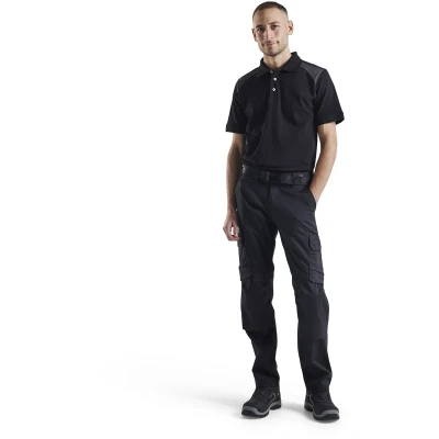 Afbeelding van Blaklader Industrie werkbroek stretch met kniezakken 1448 1832 Zwart/Donkergrijs C148
