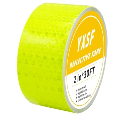 Afbeelding van YXSF Fluorescerende gele reflecterende tape, 5 cm x 10 m, zelfklevend, hoge zichtbaarheid, waterdicht