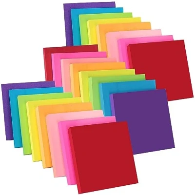 Afbeelding van ZCZN zelfklevende notitieblokken, 24 stuks, 7,6 x cm, 2400 vellen, 8 heldere kleuren, eenvoudig te plaatsen voor kantoor, thuis, vergaderingen, school