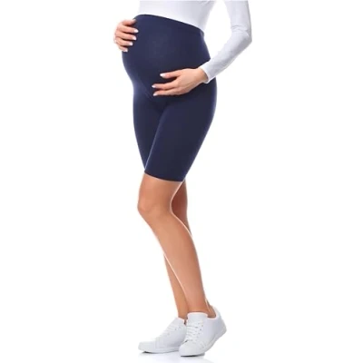 Afbeelding van BE Mammy BE20 161 LE Dames Capri Zwangerschapsleggings 3/4 Lengte met Kant Viscose Elasthan Yogabroek Stretch Marineblauw M