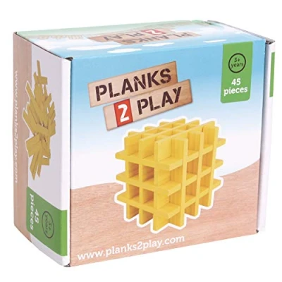 Afbeelding van Planks 2 Play Gekleurde Houten Plankjes Set 45 stuks Geel