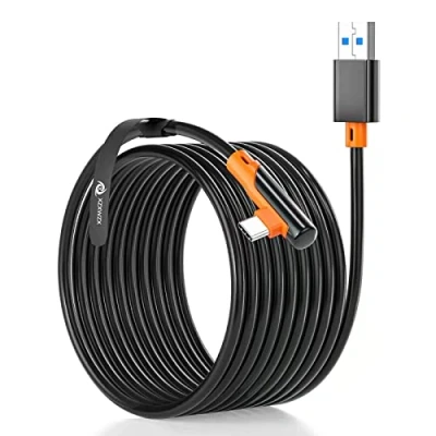 Afbeelding van XZXWZX Link kabel, 5 m, compatibel met Oculus/Meta Quest 3/Quest 2/Quest Pro/PICO 4 in PC/Steam VR, oplaadkabel USB 3.1 naar C kabel voor VR headset en gaming pc, zwart oranje