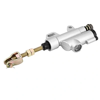 Afbeelding van hoofdremcilinder derbi 50,Universele achterste voetrem hoofdremcilinder, hydraulische achtervoetrem hoofdcilinder pomp vervanging voor motorfiets ATV Dirt Bike (wit)