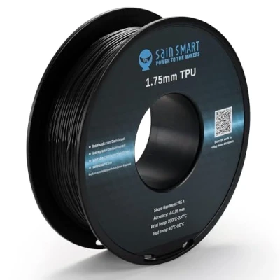 Afbeelding van SainSmart Black Flexible TPU 3D printfilament, 1,75 mm, 0,8 kg, maatnauwkeurigheid +/ 0,05 mm